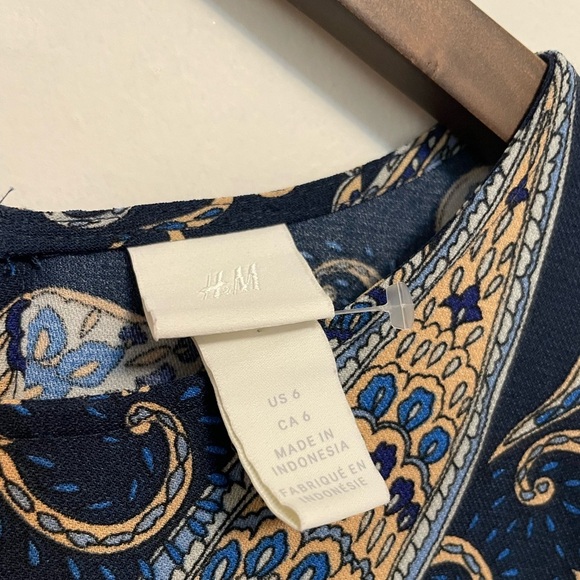 H&M Paisley Long Sleeve Knee Length Dress Size 6 - Picture 4 of 5